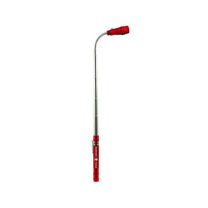 Rote, glänzende, ausgefahrene Taschenlampe mit silbernem Clip und Schweizerwappen Design