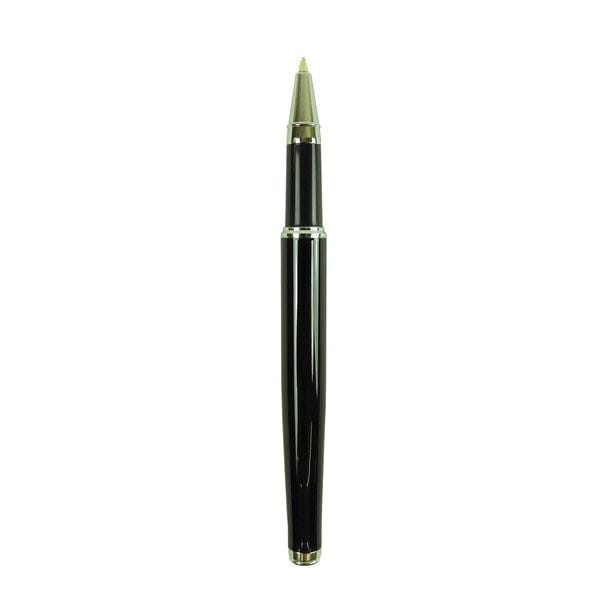 Eleganter, schwarzer Stift mit dem Deckel weg und silbernen Details