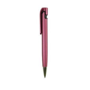 Moderner, pinker Kugelschreiber mit silbernen Details von der Seite