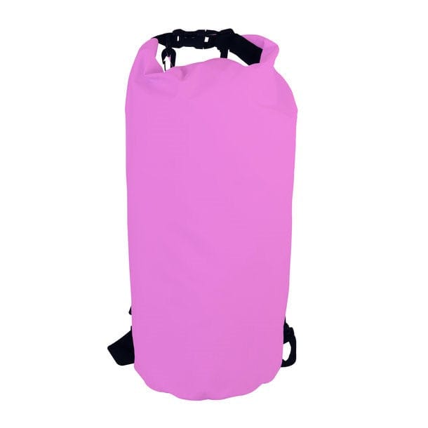 Pinke Trockentasche mit Schwarzem Verschluss und schwarzem Schultergurt
