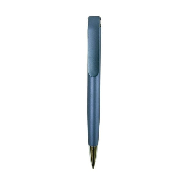 Moderner, blauer Kugelschreiber mit silbernen Details
