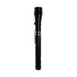 Schwarze, glänzende, ausfahrbare Taschenlampe mit silbernem Clip