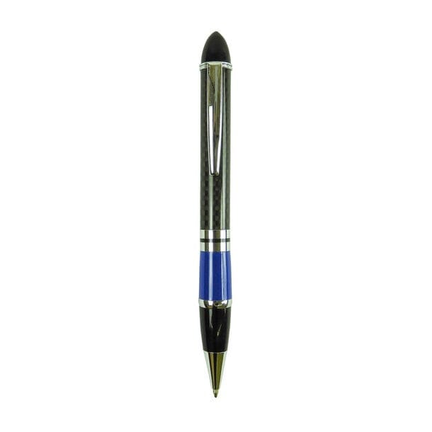 Moderner Carbon-Kugelschreiber mit blauen Details
