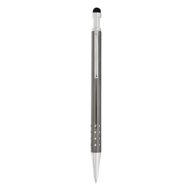 Grauer Kugelschreiber mit silbernen Details und Touchpen