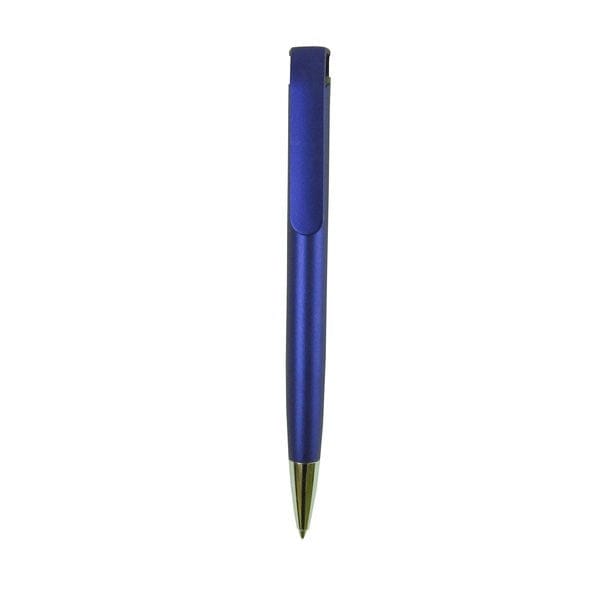 Moderner, blauer Kugelschreiber mit silbernen Details