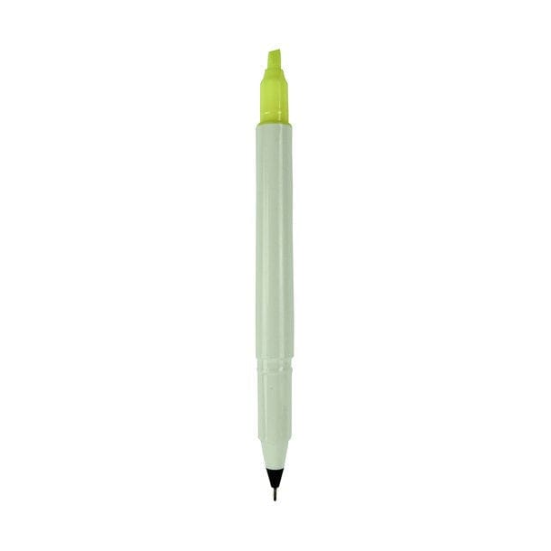 Hellgrüner Fineliner und Textmarker auf beiden Seiten geöffnet
