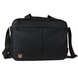 Schwarze Laptoptasche mit Schultergurt und Schweizerwappen Design