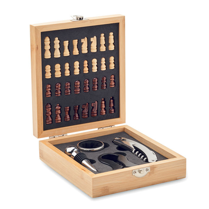 Coffret de vin avec jeu d'échecs