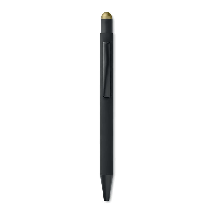 Push-button ballpoint pen with stylus